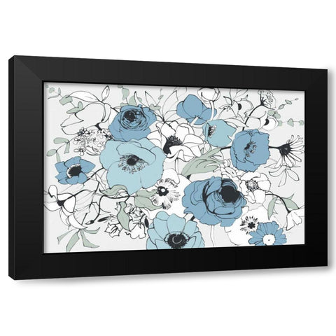 Watercolor Black Lined Poppies Mix Black Modern Wood Framed Art Print by Novak, Shirley