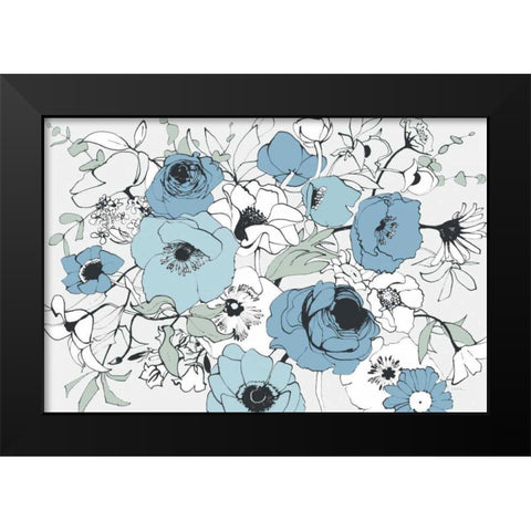 Watercolor Black Lined Poppies Mix Black Modern Wood Framed Art Print by Novak, Shirley