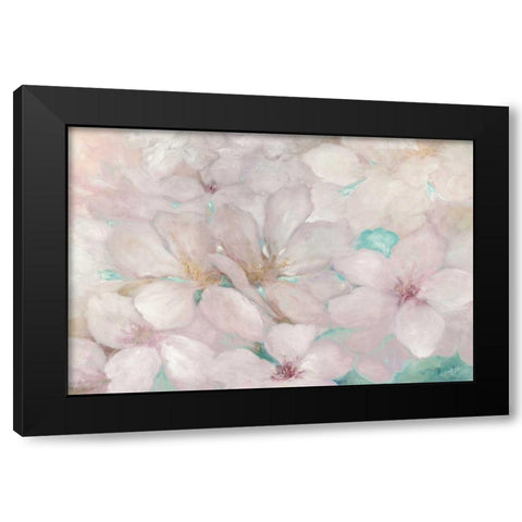 Apple Blossoms Teal Black Modern Wood Framed Art Print with Double Matting by Purinton, Julia