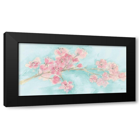 Cherry Blossom I Teal Black Modern Wood Framed Art Print by Paschke, Chris