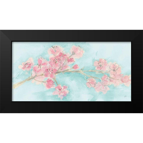 Cherry Blossom I Teal Black Modern Wood Framed Art Print by Paschke, Chris