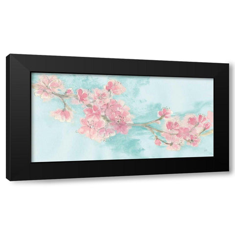 Cherry Blossom II Teal Black Modern Wood Framed Art Print by Paschke, Chris