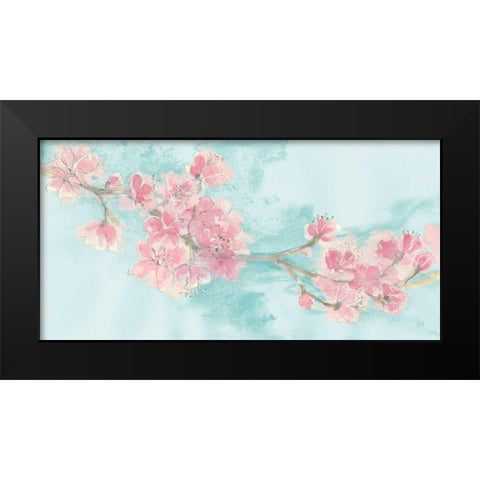 Cherry Blossom II Teal Black Modern Wood Framed Art Print by Paschke, Chris