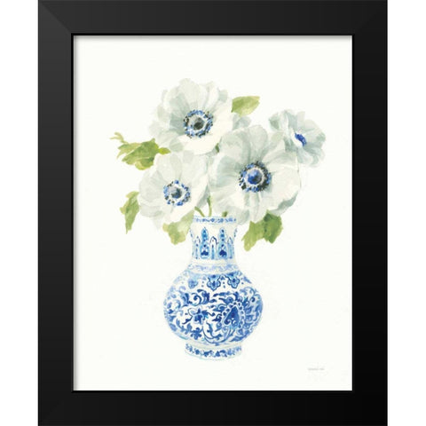 Floral Chinoiserie White I Black Modern Wood Framed Art Print by Nai, Danhui