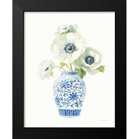 Floral Chinoiserie White II Black Modern Wood Framed Art Print by Nai, Danhui