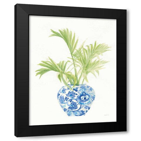 Palm Chinoiserie White II Black Modern Wood Framed Art Print with Double Matting by Nai, Danhui