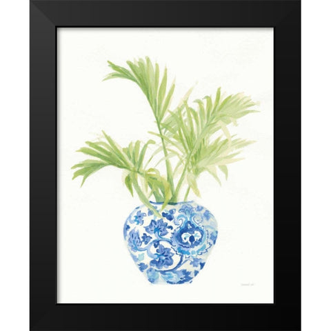 Palm Chinoiserie White II Black Modern Wood Framed Art Print by Nai, Danhui