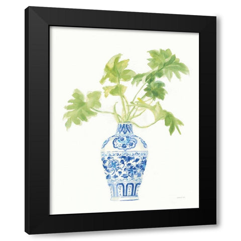 Palm Chinoiserie White III Black Modern Wood Framed Art Print with Double Matting by Nai, Danhui