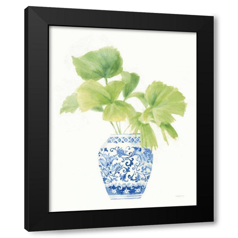 Palm Chinoiserie White IV Black Modern Wood Framed Art Print with Double Matting by Nai, Danhui