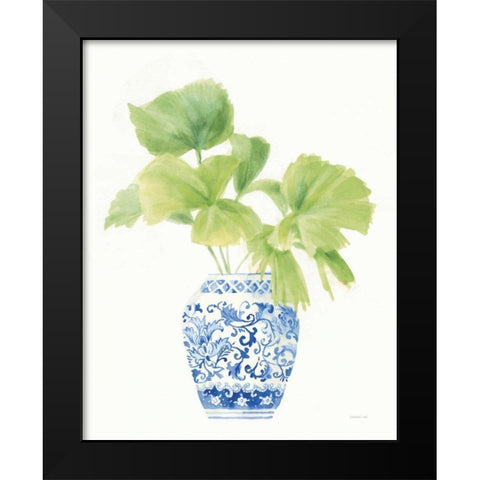 Palm Chinoiserie White IV Black Modern Wood Framed Art Print by Nai, Danhui