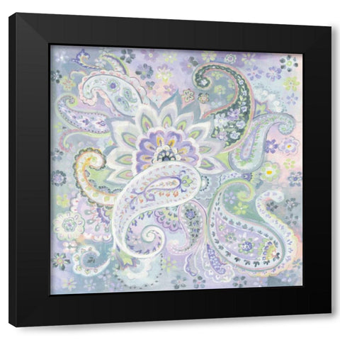 Paisley Dream Black Modern Wood Framed Art Print by Nai, Danhui