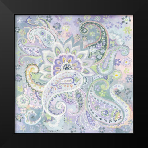 Paisley Dream Black Modern Wood Framed Art Print by Nai, Danhui