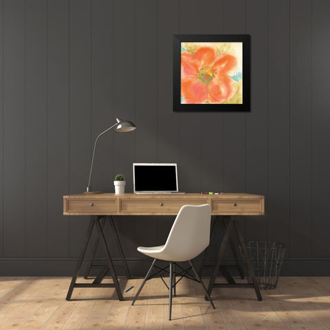 Coral Poppy II Black Modern Wood Framed Art Print by Paschke, Chris