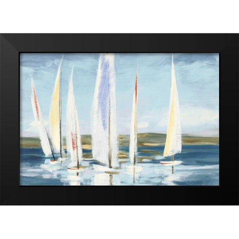 Horizon Blue Black Modern Wood Framed Art Print by Purinton, Julia