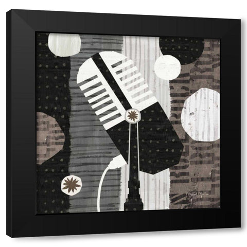 Rock N Roll Mic Neutral Black Modern Wood Framed Art Print with Double Matting by Mullan, Michael