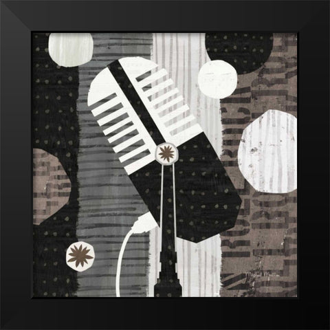 Rock N Roll Mic Neutral Black Modern Wood Framed Art Print by Mullan, Michael