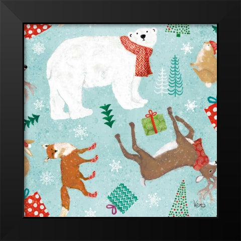 Festive Forest Pattern I Black Modern Wood Framed Art Print by Charron, Veronique