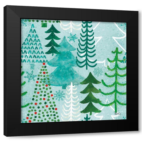Festive Forest Pattern V Black Modern Wood Framed Art Print with Double Matting by Charron, Veronique
