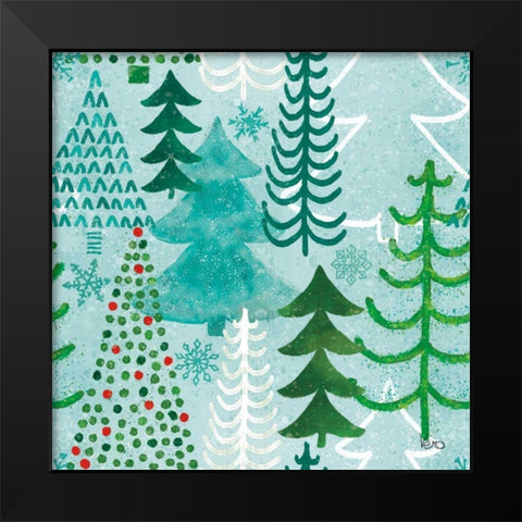 Festive Forest Pattern V Black Modern Wood Framed Art Print by Charron, Veronique