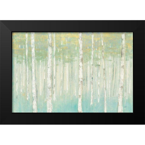 Birches at Sunrise Black Modern Wood Framed Art Print by Purinton, Julia