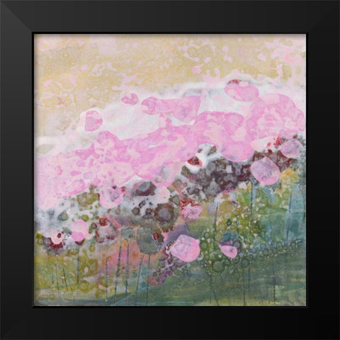 Pink Puffs Black Modern Wood Framed Art Print by Griggs, Jan