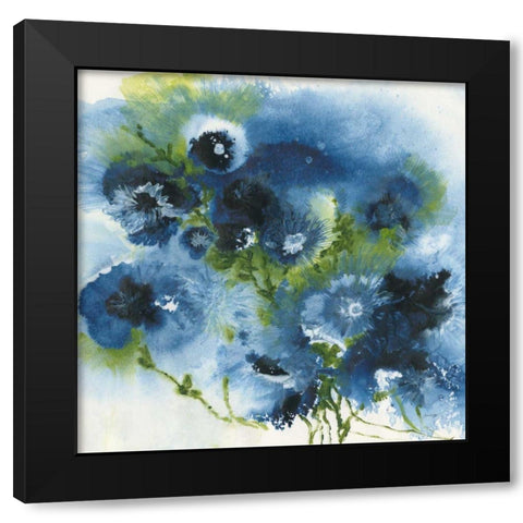 Blue Explosion Black Modern Wood Framed Art Print by Griggs, Jan
