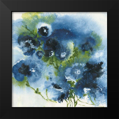 Blue Explosion Black Modern Wood Framed Art Print by Griggs, Jan