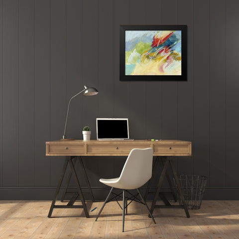 Happy Black Modern Wood Framed Art Print by Griggs, Jan