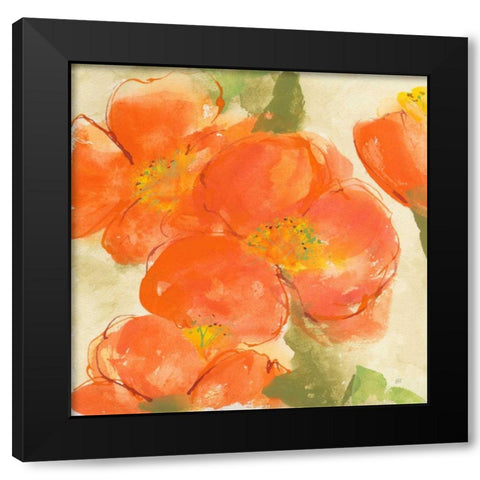 Tangerine Poppies I Black Modern Wood Framed Art Print with Double Matting by Paschke, Chris
