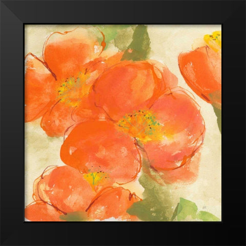Tangerine Poppies I Black Modern Wood Framed Art Print by Paschke, Chris