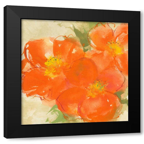Tangerine Poppies II Black Modern Wood Framed Art Print by Paschke, Chris