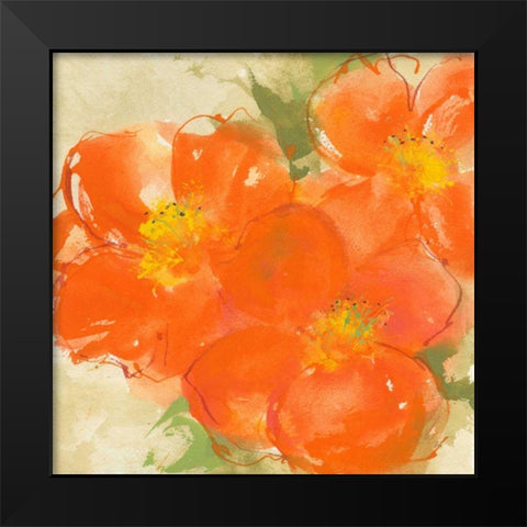 Tangerine Poppies II Black Modern Wood Framed Art Print by Paschke, Chris