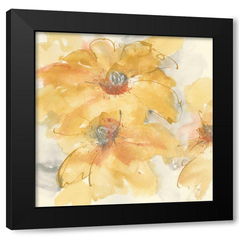 Golden Clematis I Black Modern Wood Framed Art Print by Paschke, Chris