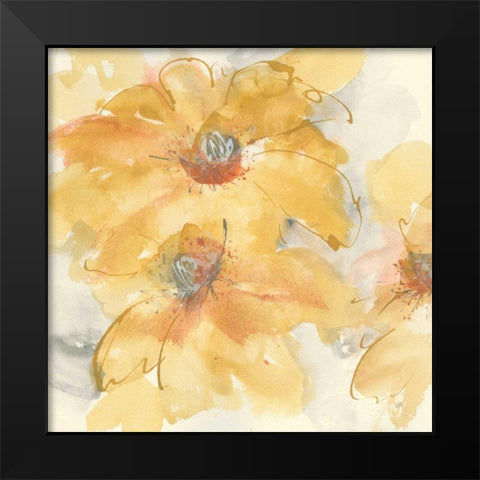 Golden Clematis I Black Modern Wood Framed Art Print by Paschke, Chris