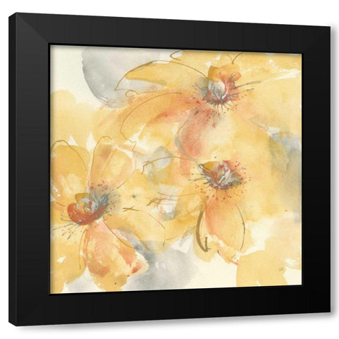 Golden Clematis II Black Modern Wood Framed Art Print by Paschke, Chris