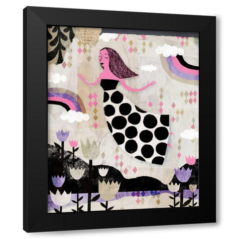 Lucy in the Sky Pink Purple Black Modern Wood Framed Art Print by Mullan, Michael
