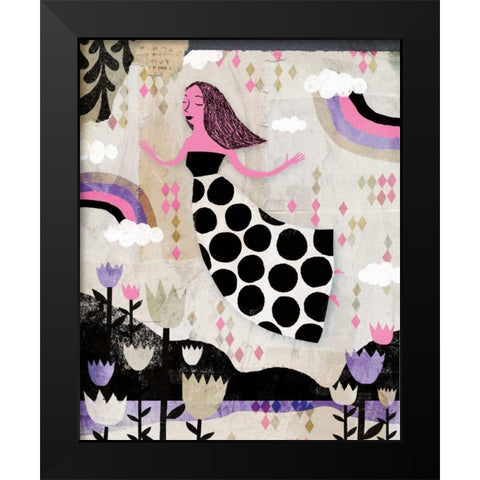 Lucy in the Sky Pink Purple Black Modern Wood Framed Art Print by Mullan, Michael