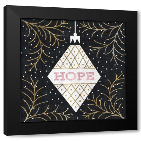 Jolly Holiday Ornaments Hope Metallic Black Modern Wood Framed Art Print with Double Matting by Mullan, Michael