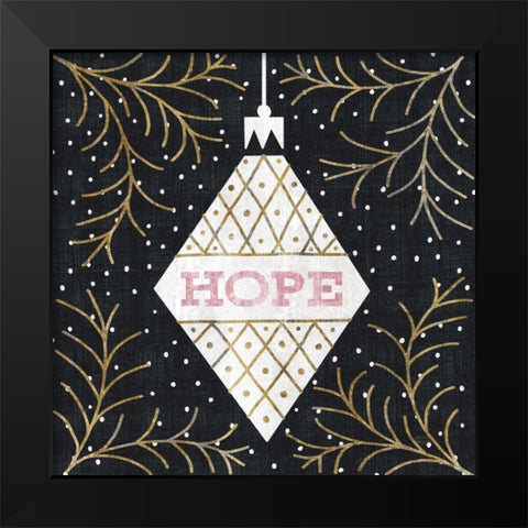 Jolly Holiday Ornaments Hope Metallic Black Modern Wood Framed Art Print by Mullan, Michael