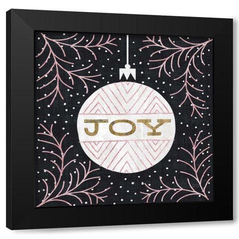 Jolly Holiday Ornaments Joy Metallic Black Modern Wood Framed Art Print by Mullan, Michael