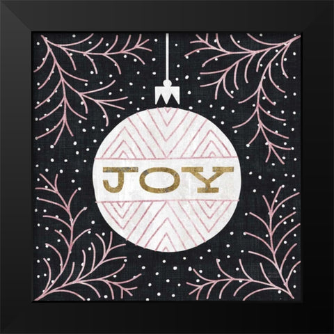 Jolly Holiday Ornaments Joy Metallic Black Modern Wood Framed Art Print by Mullan, Michael