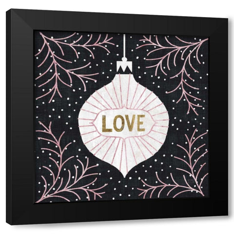 Jolly Holiday Ornaments Love Metallic Black Modern Wood Framed Art Print with Double Matting by Mullan, Michael