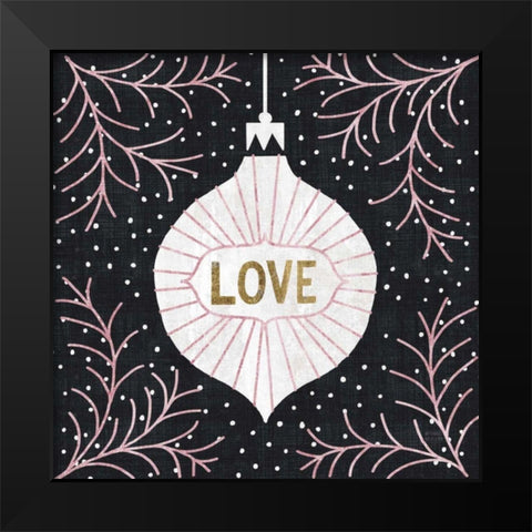 Jolly Holiday Ornaments Love Metallic Black Modern Wood Framed Art Print by Mullan, Michael