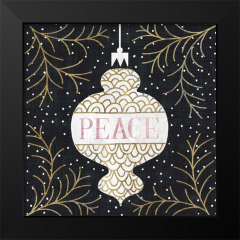 Jolly Holiday Ornaments Peace Metallic Black Modern Wood Framed Art Print by Mullan, Michael