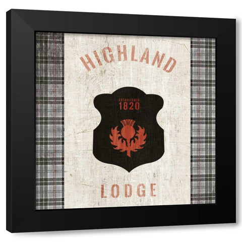 Tartan Lodge Shield I Black Modern Wood Framed Art Print with Double Matting by Wild Apple Portfolio