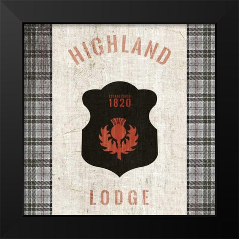 Tartan Lodge Shield I Black Modern Wood Framed Art Print by Wild Apple Portfolio
