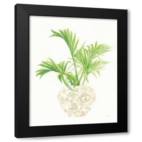 Palm Chinoiserie II Cream Black Modern Wood Framed Art Print with Double Matting by Nai, Danhui