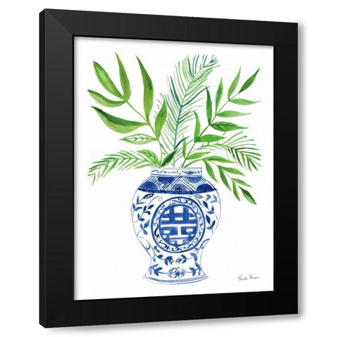 Elegant Chinoiserie II White Black Modern Wood Framed Art Print with Double Matting by Zaman, Farida