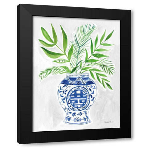 Elegant Chinoiserie II Gray Black Modern Wood Framed Art Print with Double Matting by Zaman, Farida