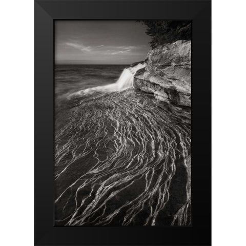 Pictured Rocks Michigan I BW Black Modern Wood Framed Art Print by Majchrowicz, Alan